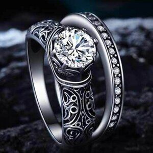 💝 Trendy Gems Macro Pave Pattern Cubic Carved Vintage Ring for WomenEVGG1415